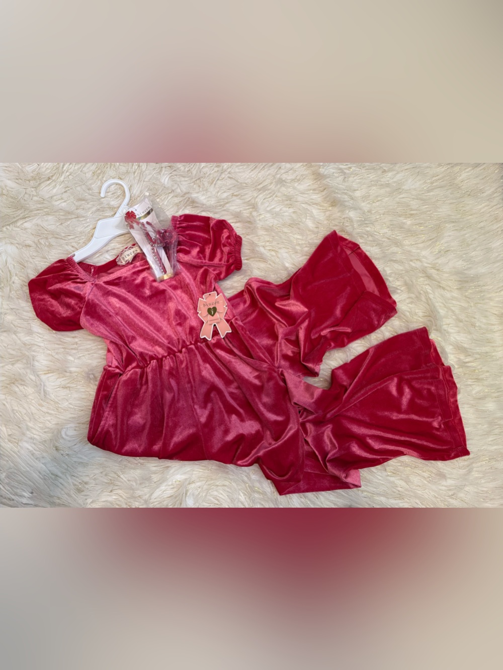 btween Red Velvet-Look One-Piece Girls Romper